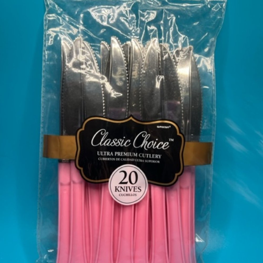 Plastic Knives 2 Pack Light Pink